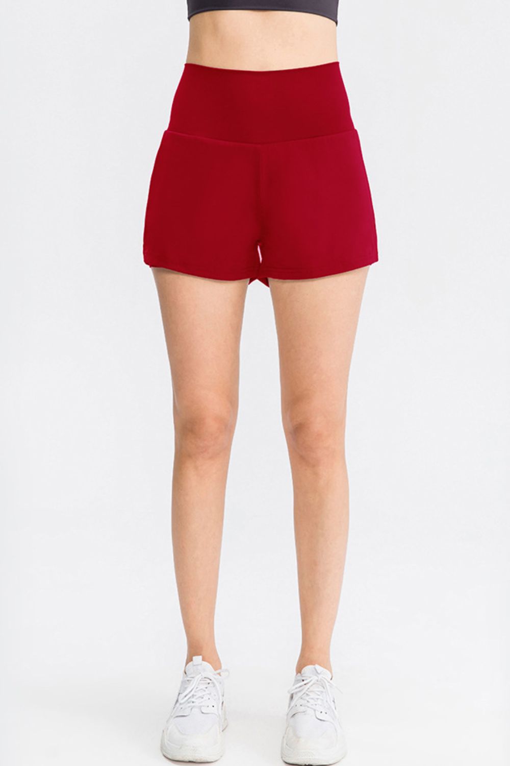 Wide Waistband Sports Shorts with Pockets  Trendsi Deep Red 4/S 