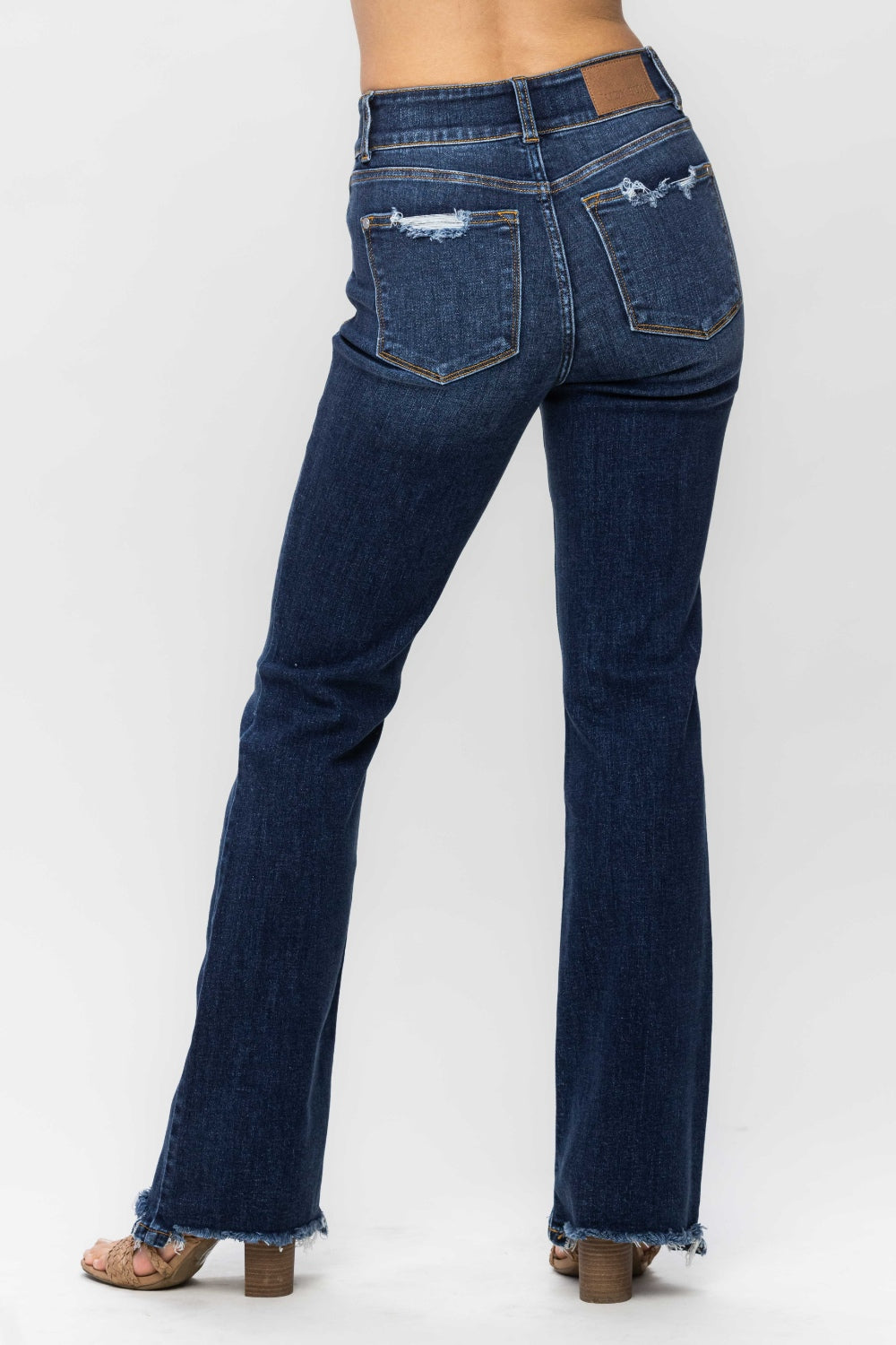 Judy Blue Full Size Frayed Hem Bootcut Jeans  Trendsi   