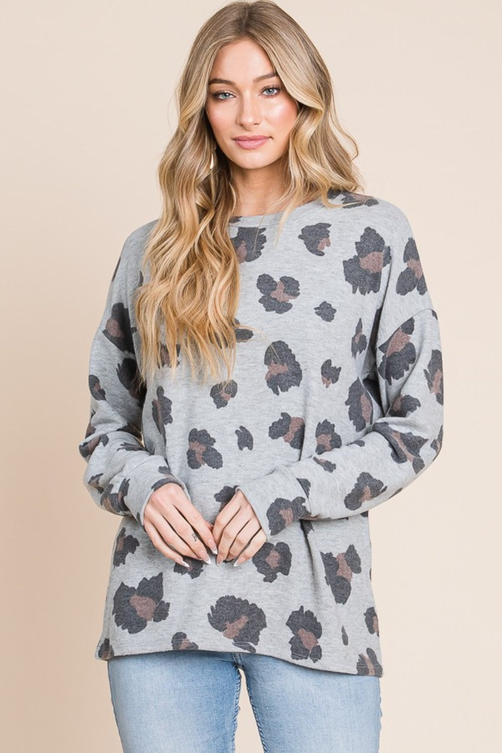 BOMBOM Leopard Drop Shoulder T-Shirt  Trendsi   