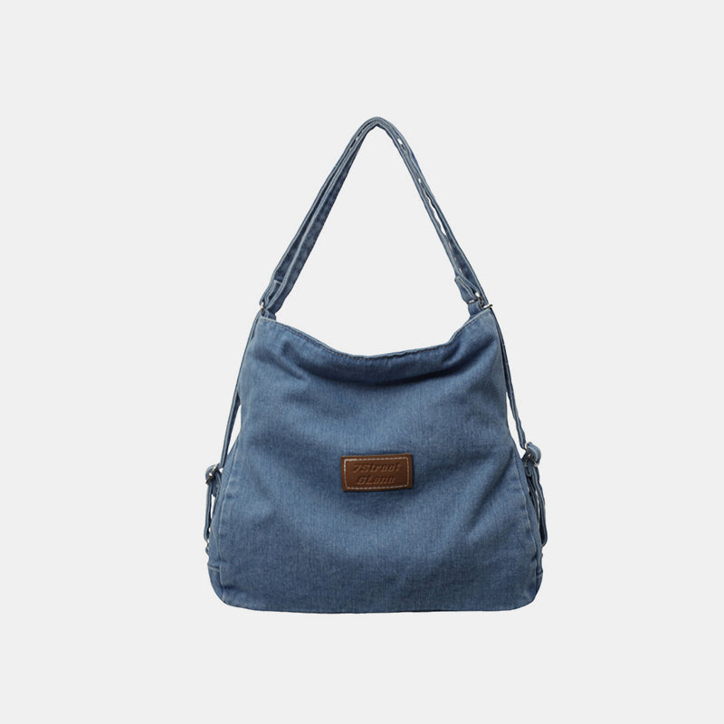 Adjustable Strap Denim Shoulder Bag  Trendsi Light One Size 