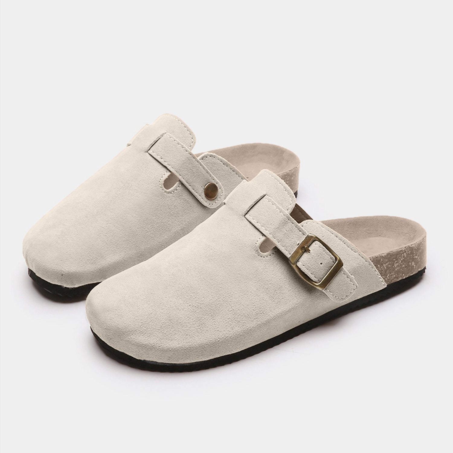 Suede Closed Toe Buckle Slide  Trendsi   