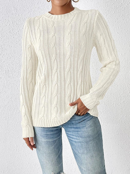 Cable-Knit Round Neck Sweater