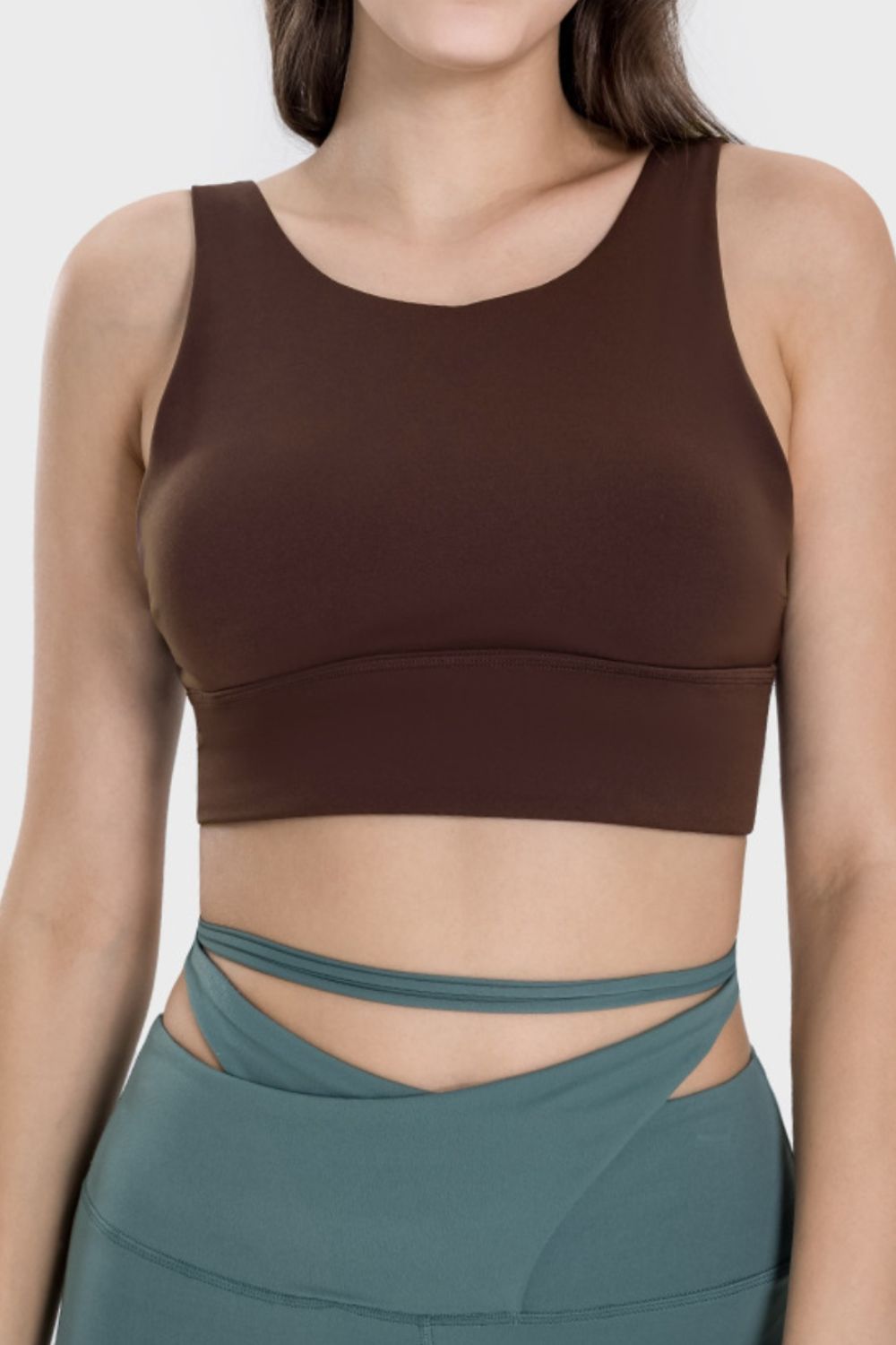 Millennia Backless Wide Strap Active Bra  Trendsi Chocolate 4 