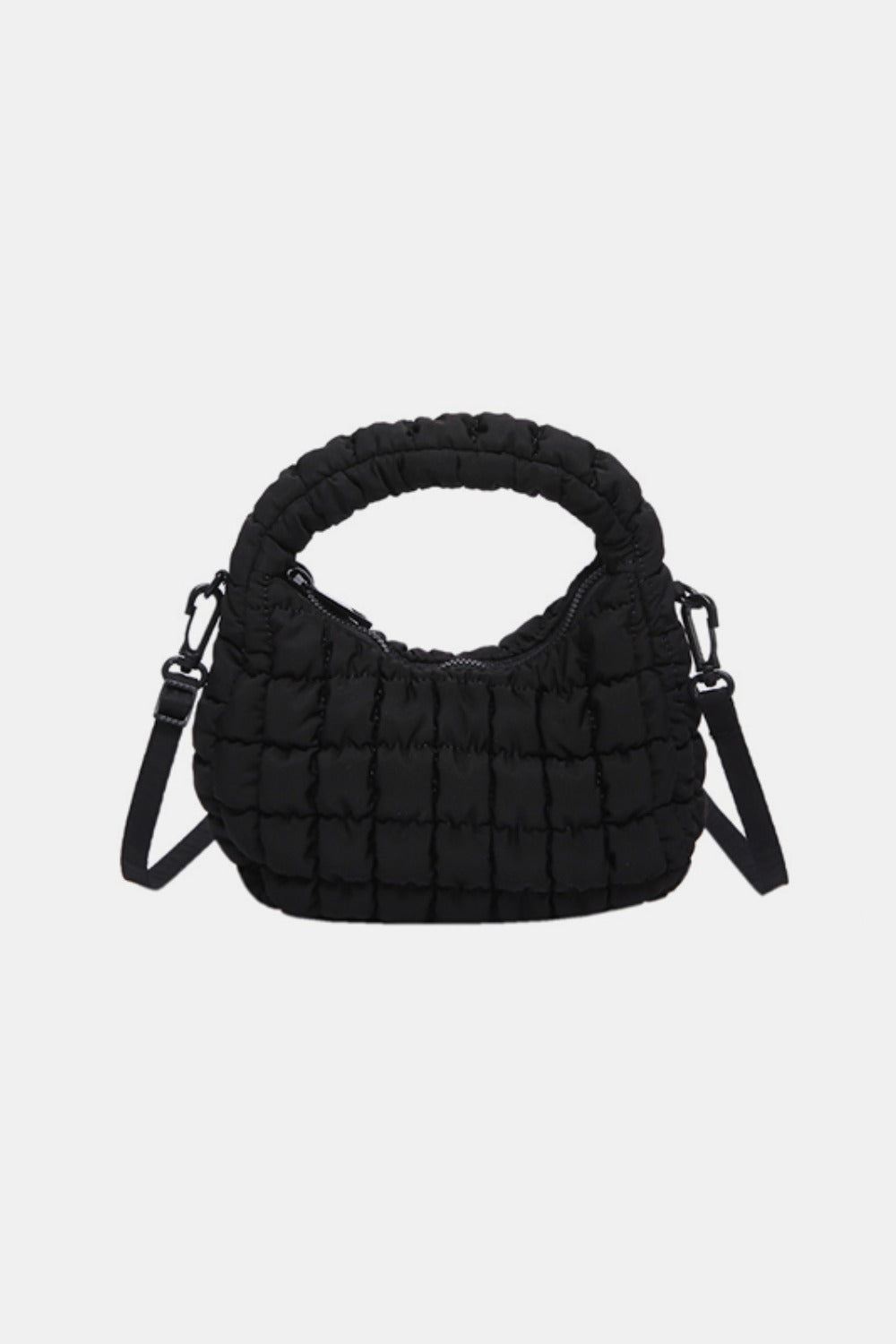 Quilted Puffy Removable Strap Crossbody Bag Bag Trendsi Black One Size 