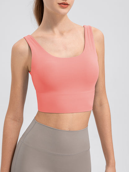 Scoop Neck Wide Strap Active Tank  Trendsi Coral S 