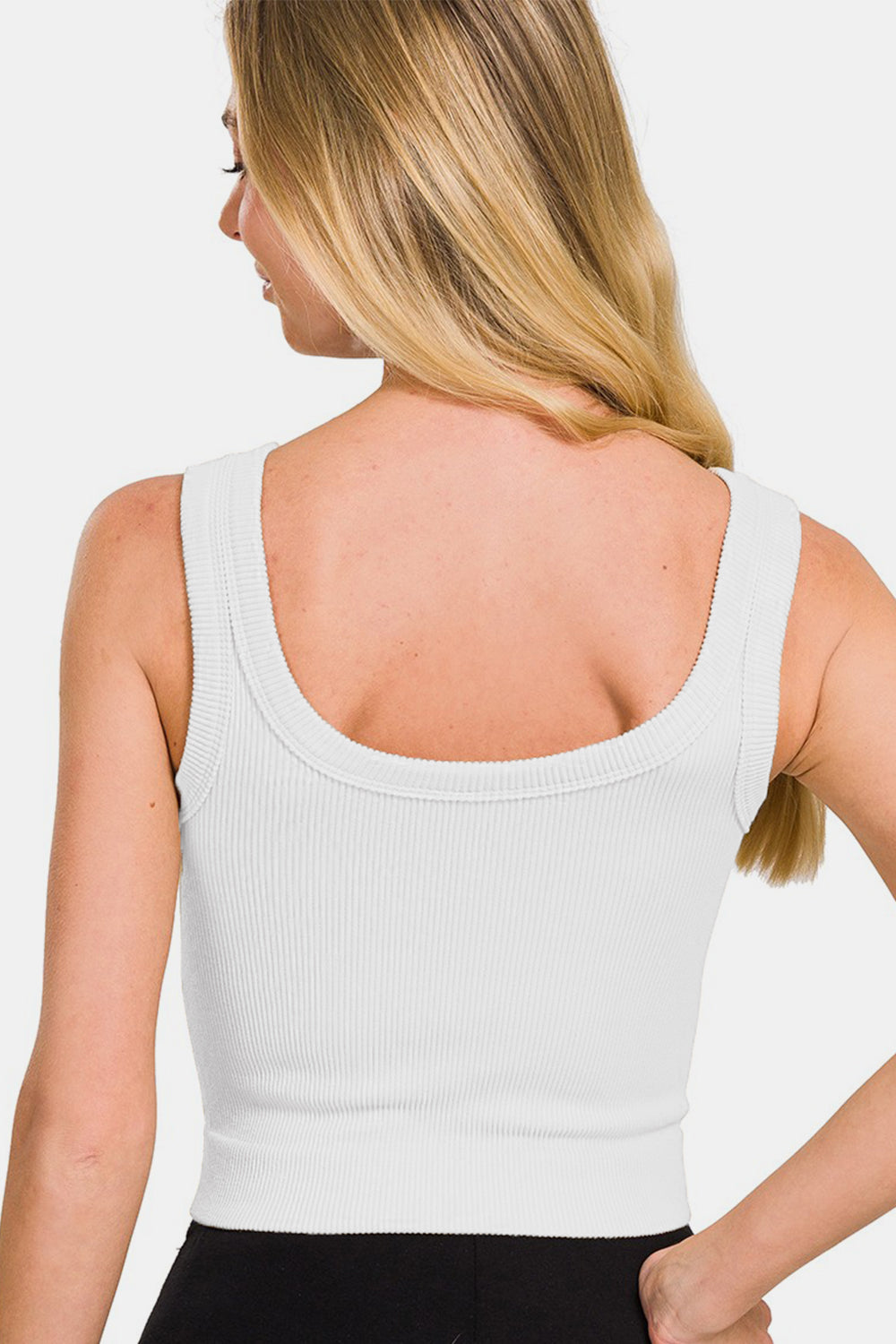 Zenana Ribbed Round Neck Cropped Tank  Trendsi   