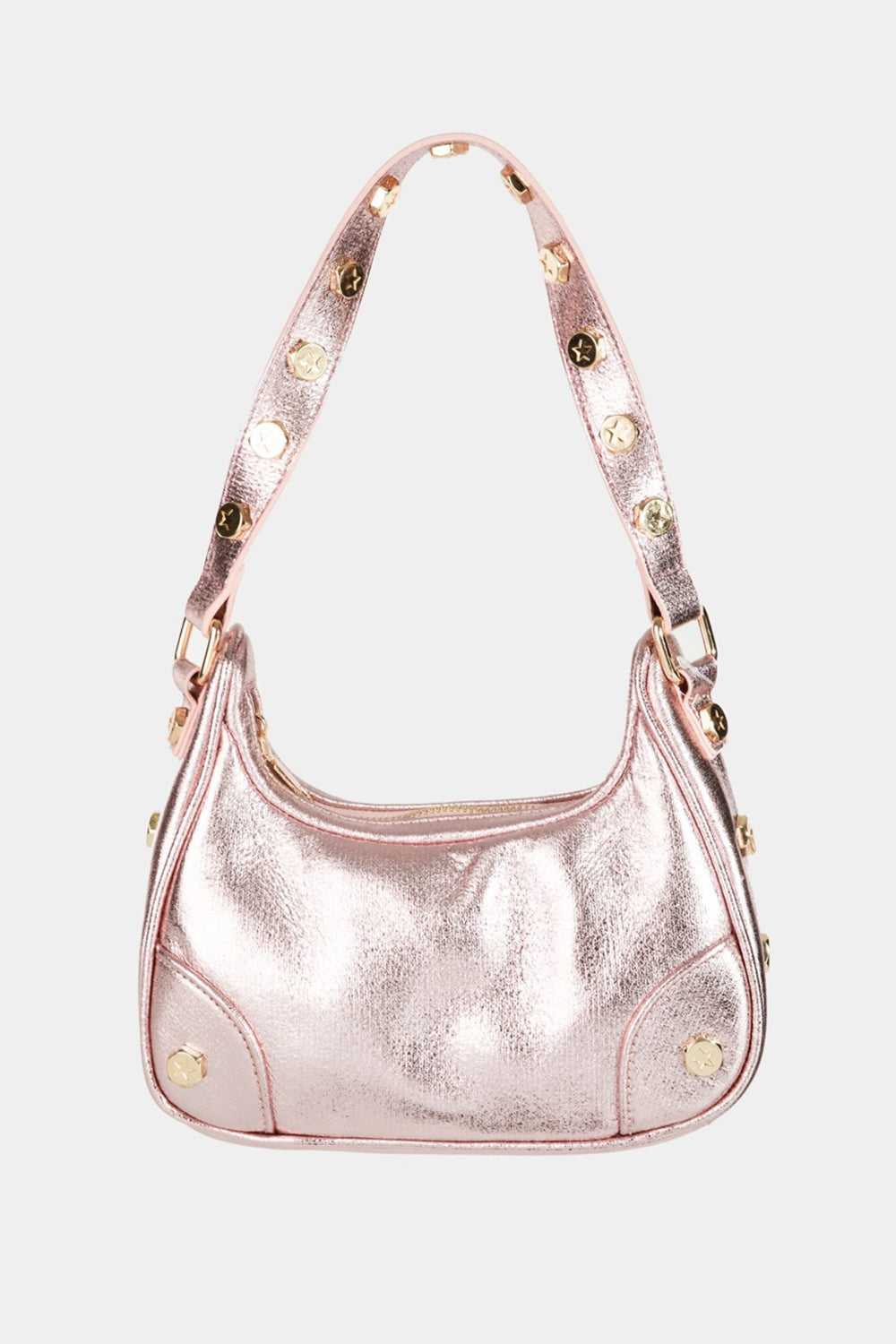 Fame Star Button Trim Hobo Handbag  Trendsi Pink One Size 