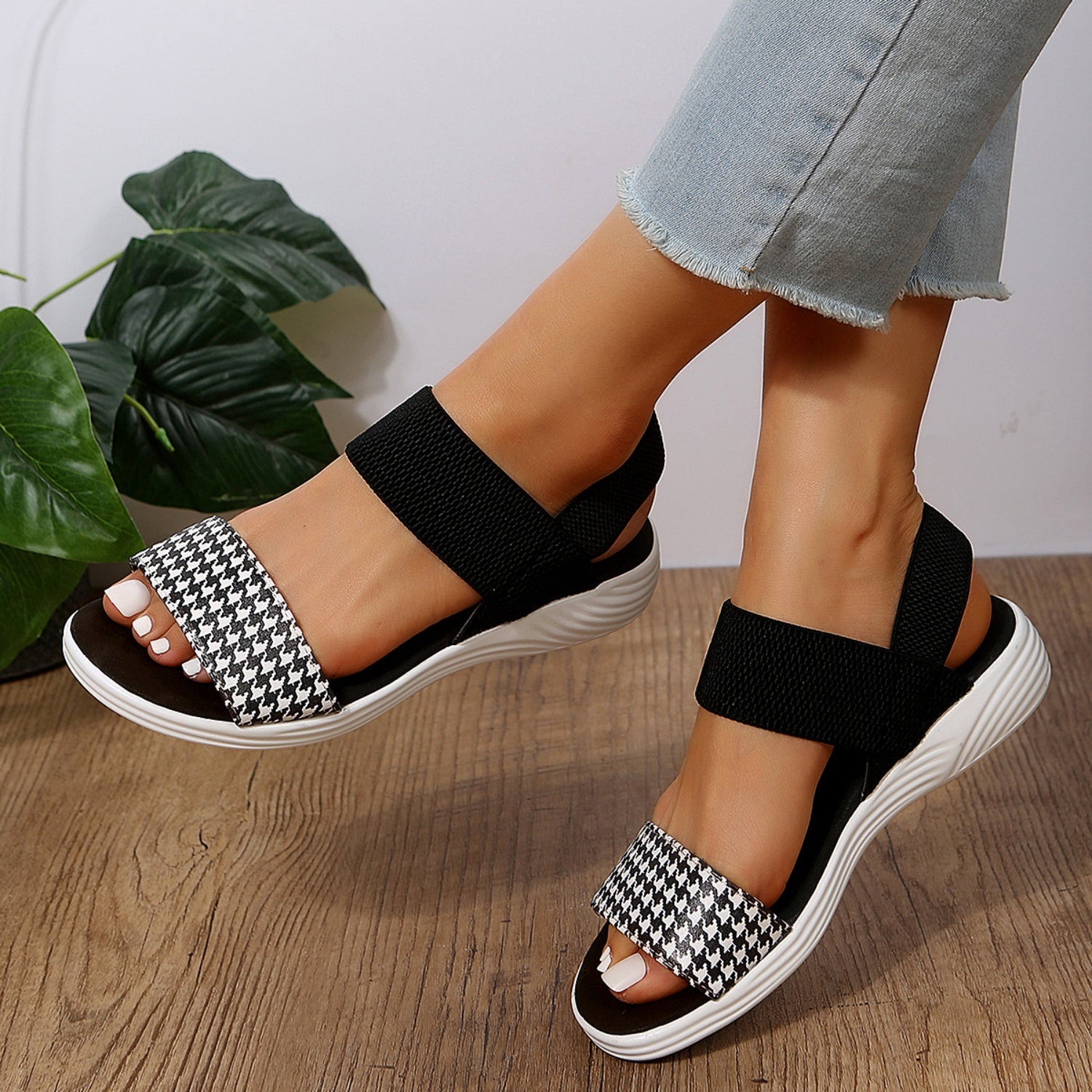 PU Leather Open Toe Low Heel Sandals  Trendsi   