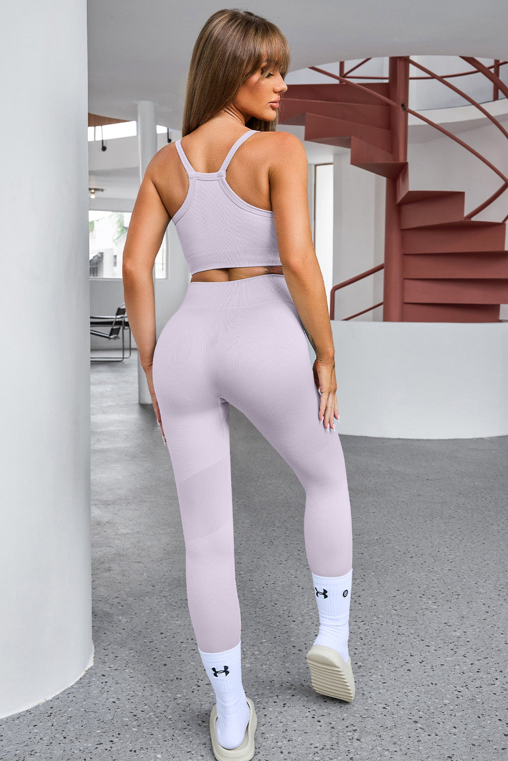 Tank Cropped Active Top and Pants Set  Trendsi   