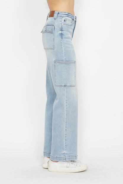 Judy Blue Full Size High Waist Straight Cargo Jeans  Trendsi   