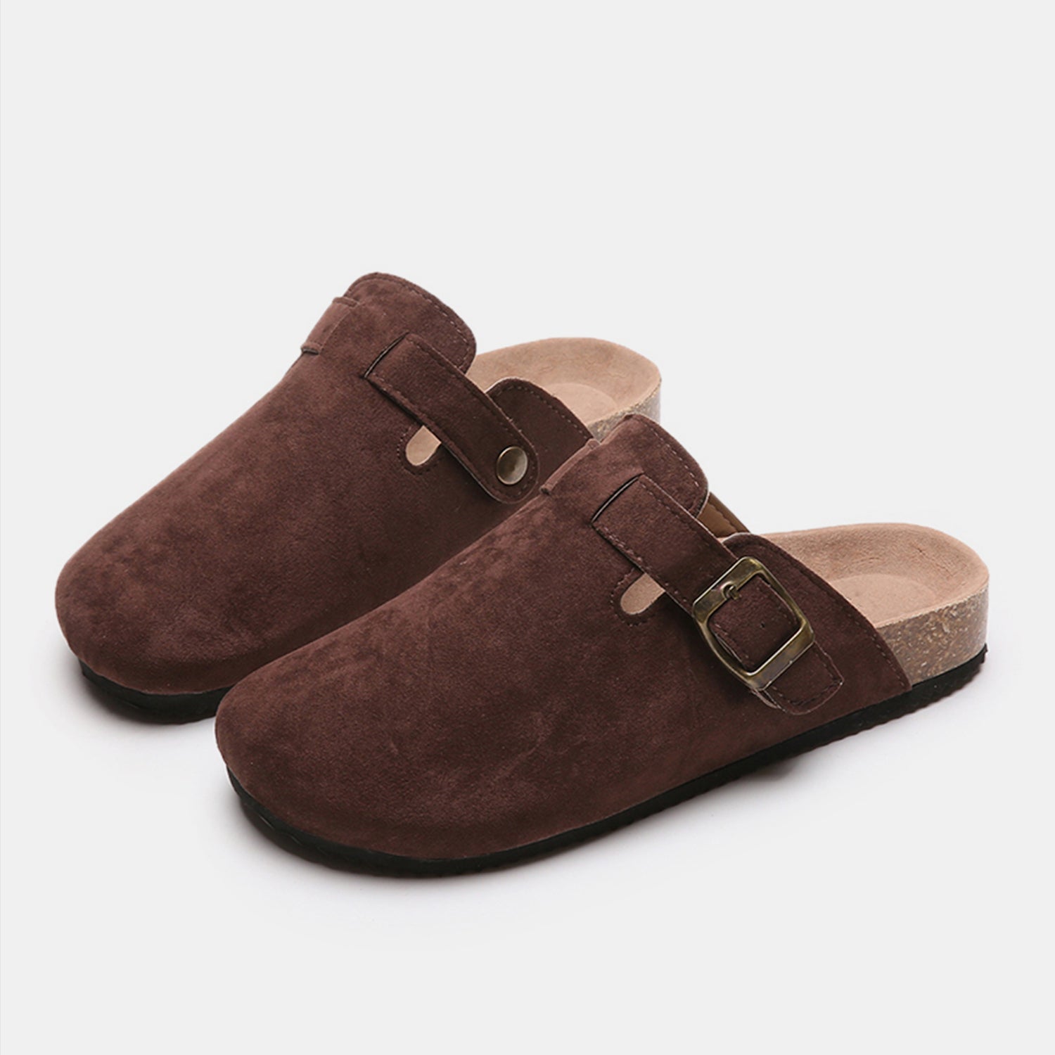 Suede Closed Toe Buckle Slide  Trendsi   