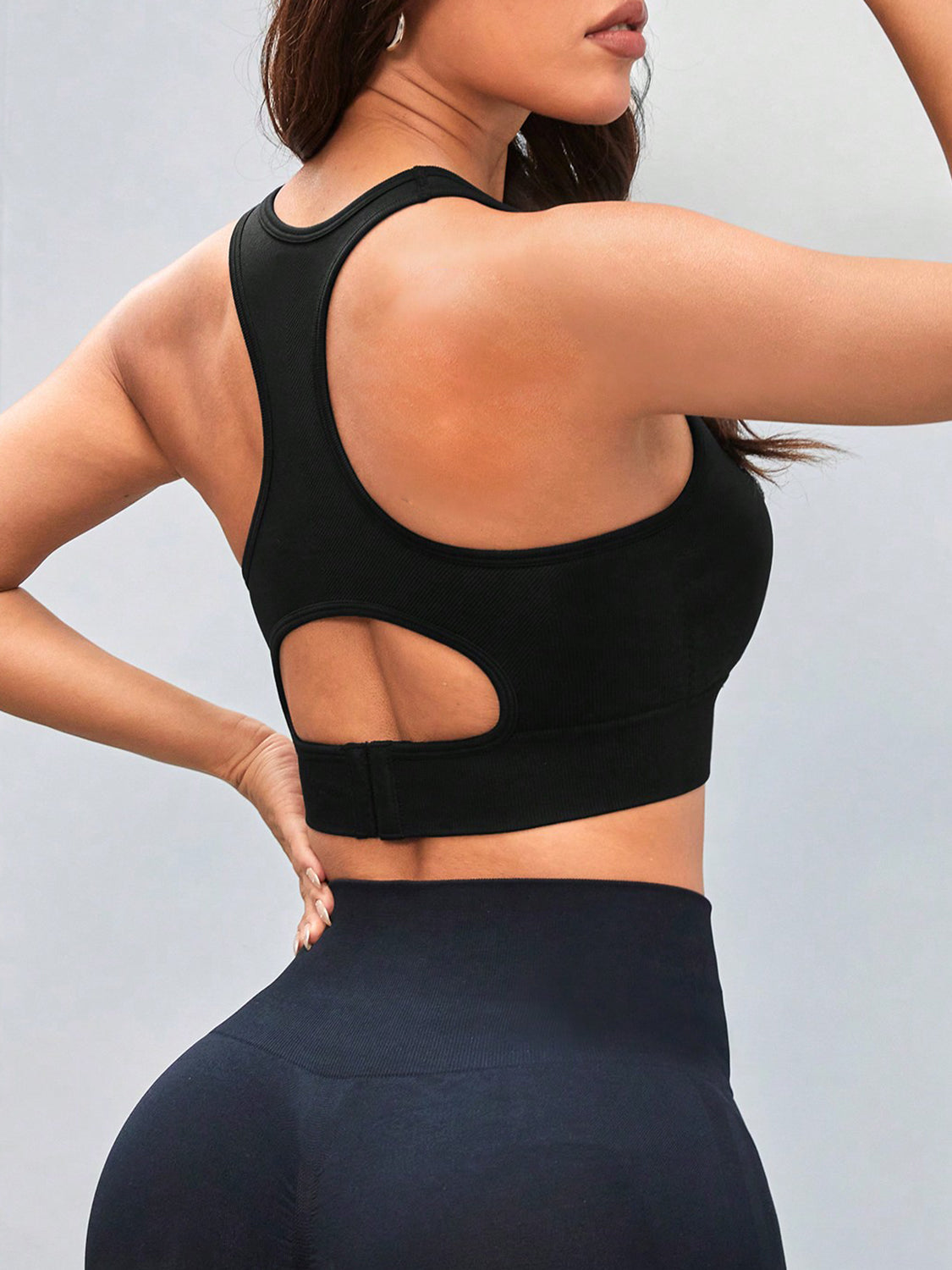 Cutout Racerback Scoop Neck Active Tank  Trendsi   