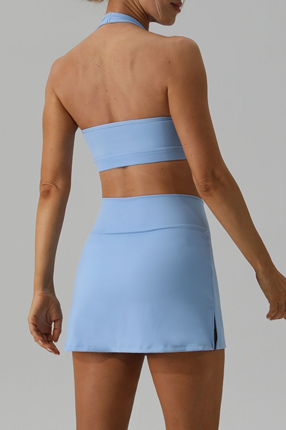 Halter Neck Tank and Slit Skirt Active Set  Trendsi   