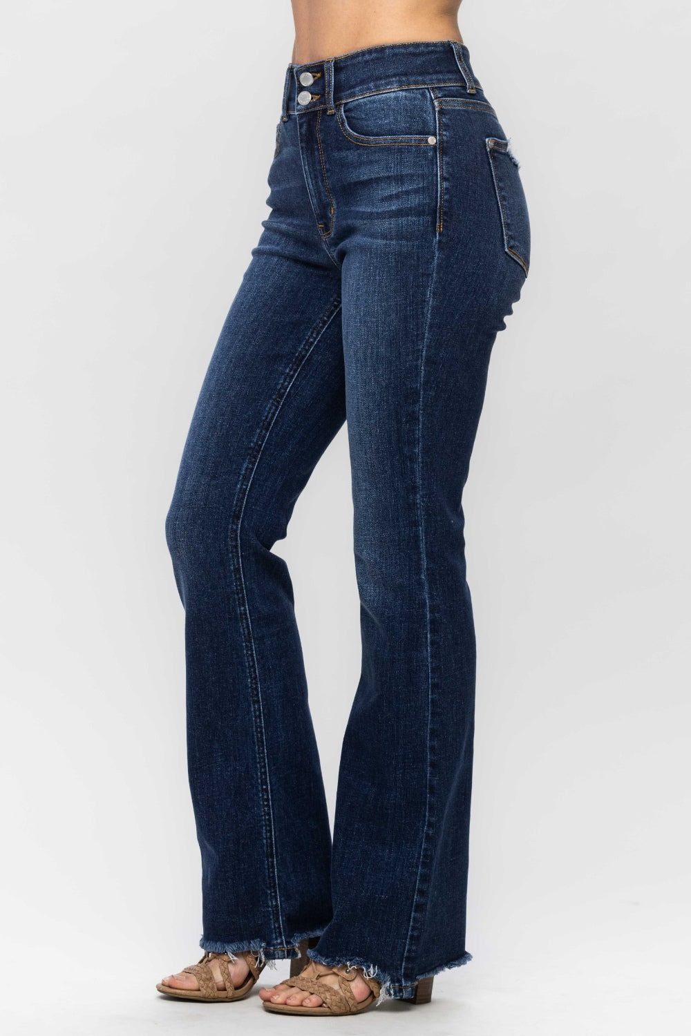 Judy Blue Full Size Frayed Hem Bootcut Jeans  Trendsi   