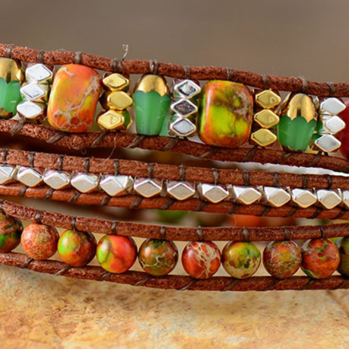 Natural Stone Woven Bracelet  Trendsi   