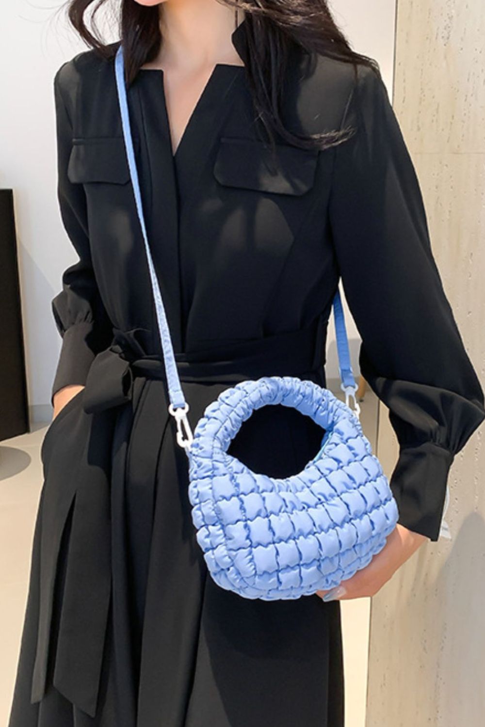 Quilted Puffy Removable Strap Crossbody Bag Bag Trendsi   