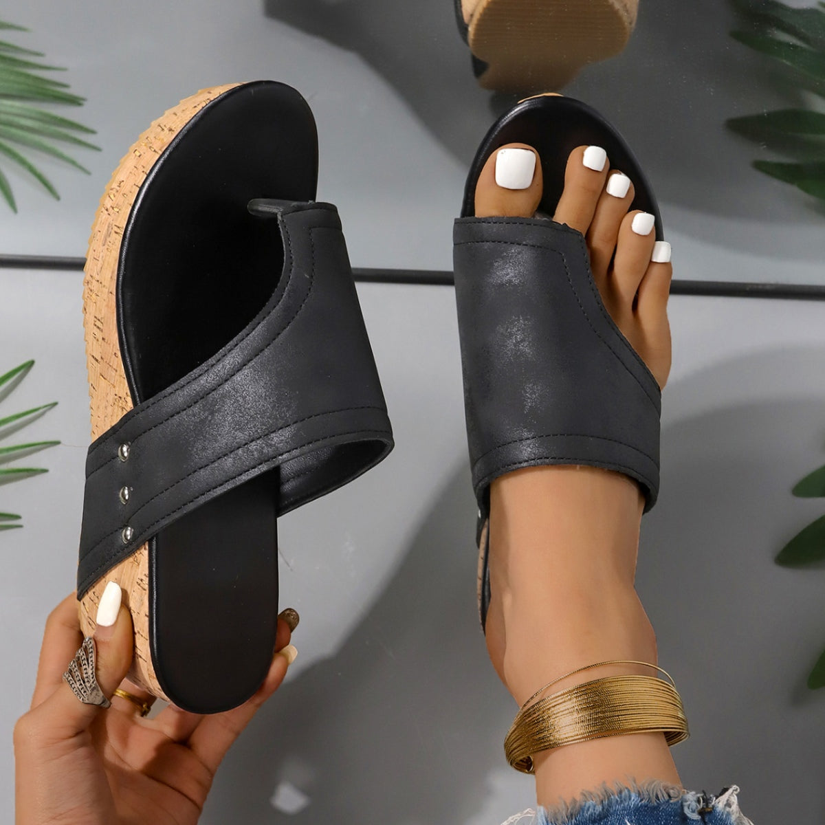 PU Leather Wedge Sandals  Trendsi   