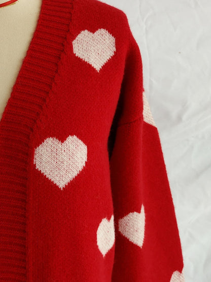 Heart Open Front Long Sleeve Cardigan