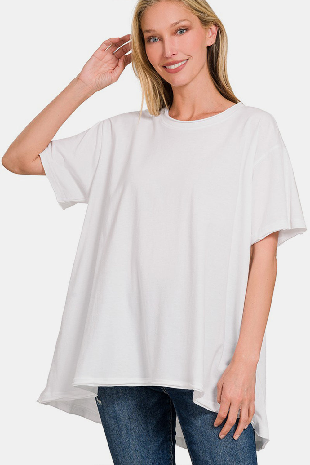 Zenana Round Neck Short Sleeve T-Shirt  Trendsi White S/M 