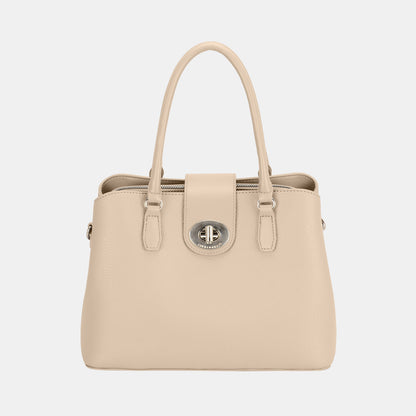 David Jones PU Leather Twist-Lock Tote Bag  Trendsi Beige One Size 