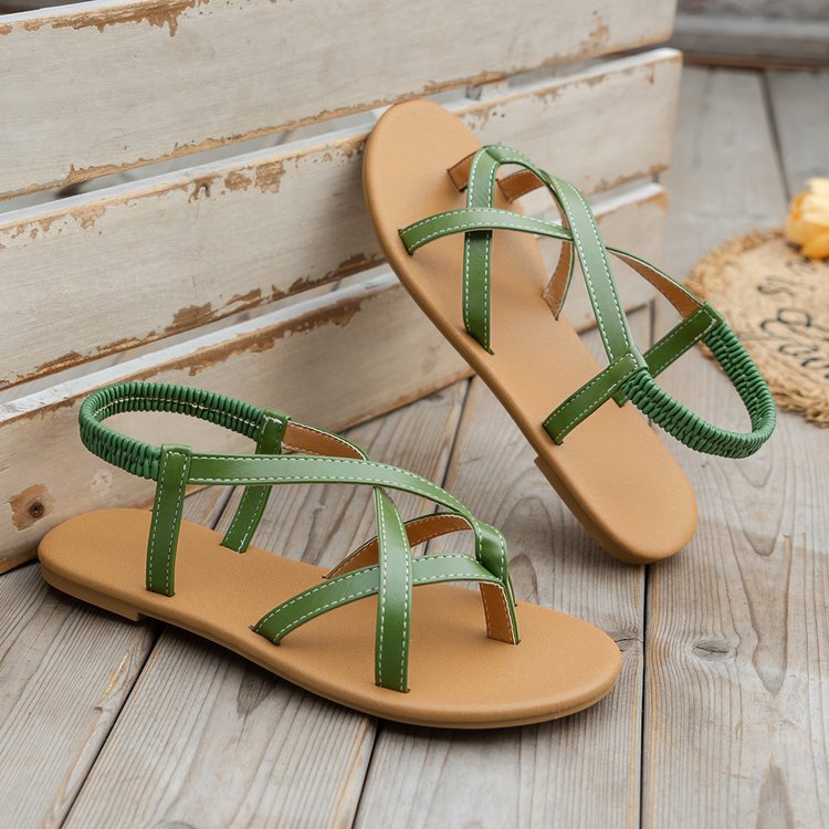 PU Leather Crisscross Flat Sandals  Trendsi   