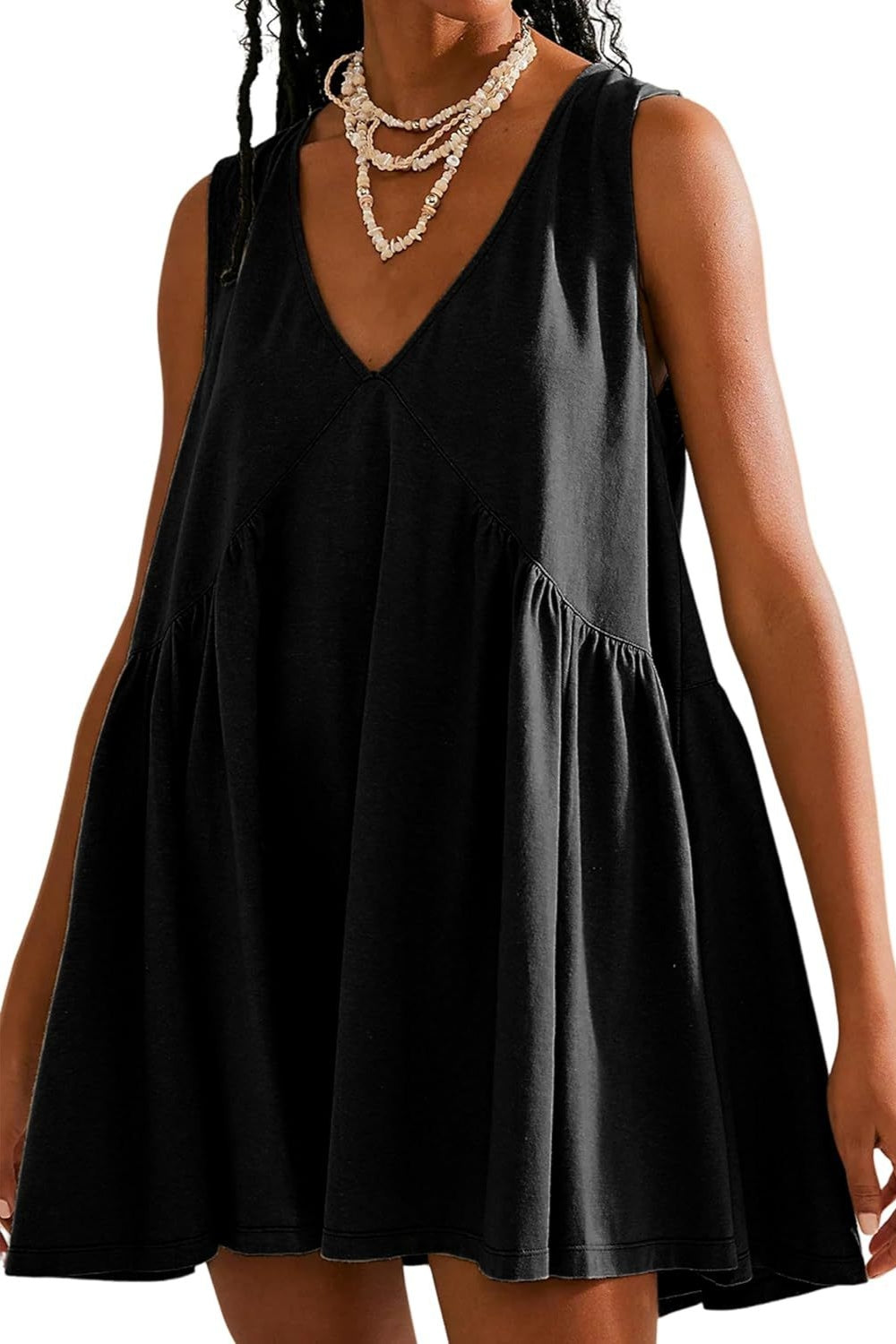 Plunge Wide Strap Mini Tank Dress Dress Trendsi   