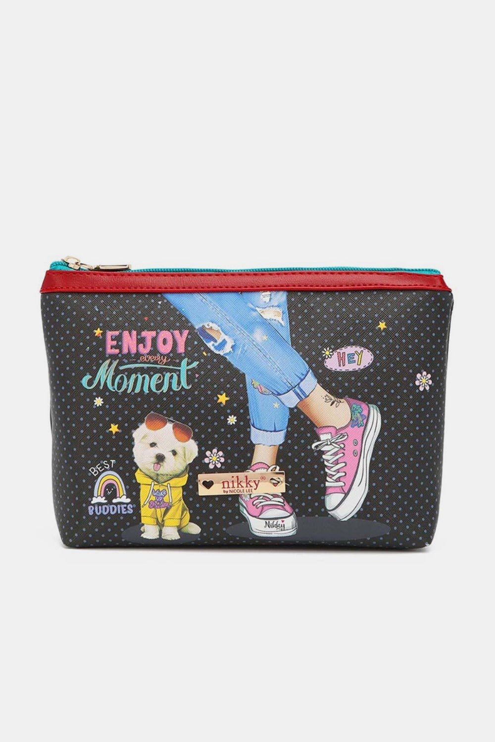 Nicole Lee USA Printed Large Cosmetic Pouch Luxe Trendsi Enjoy Every Moment One Size 