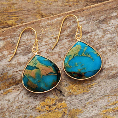 18K Gold-Plated Natural Stone Earrings  Trendsi   