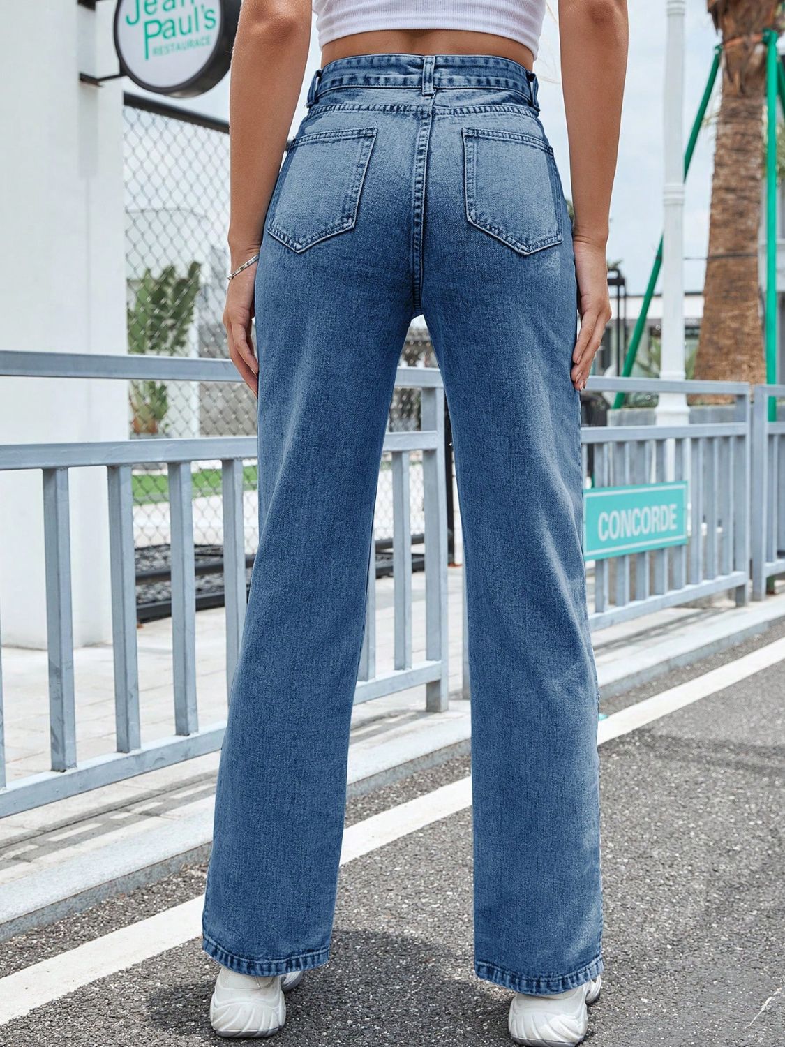 Slit High Waist Jeans with Pockets  Trendsi   