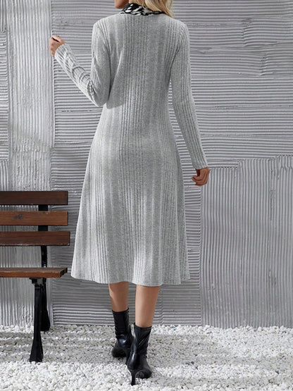 V-Neck Long Sleeve Midi Dress  Trendsi   