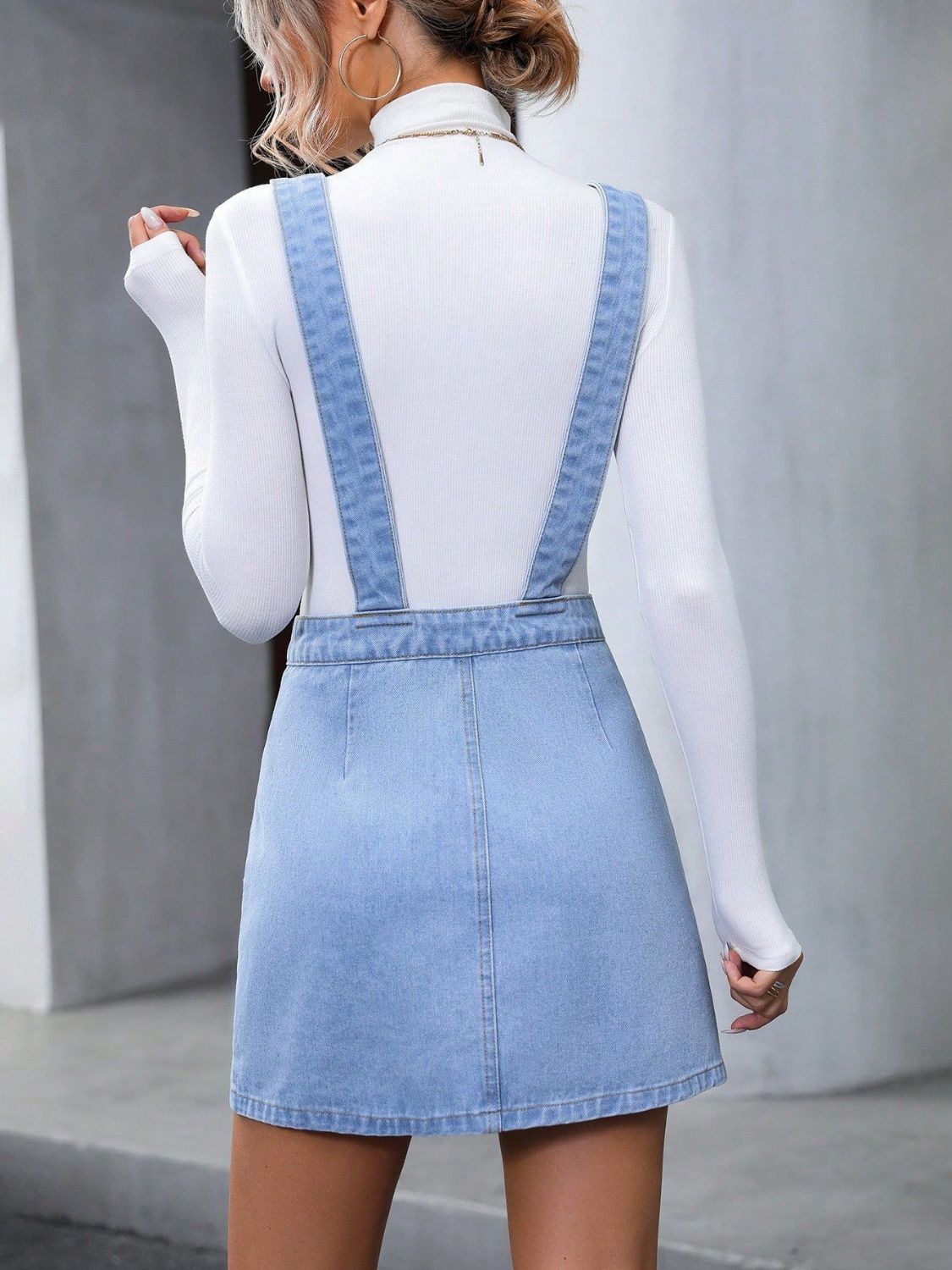 Wide Strap Denim Overall Dress Dress Trendsi   