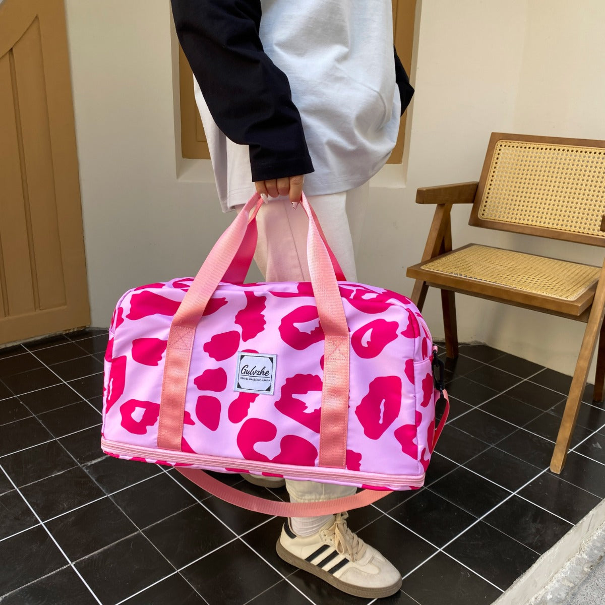 Oxford Cloth Printed Travel Bag  Trendsi Hot Pink One Size 