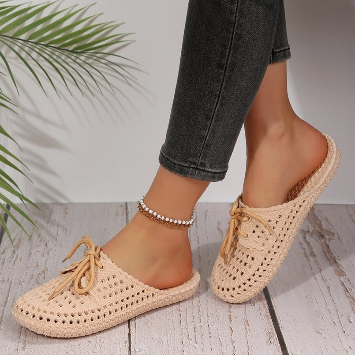 Lace-Up Flat Sandals  Trendsi Tan 36(US5) 