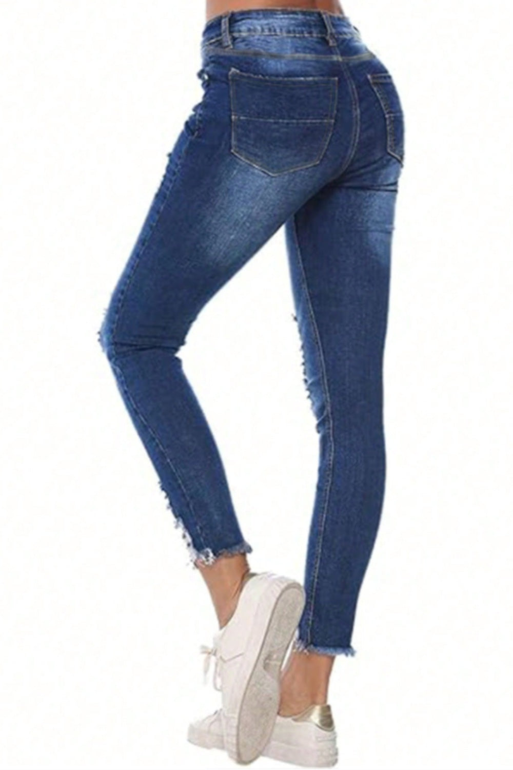 Distressed Raw Hem Jeans with Pockets  Trendsi   