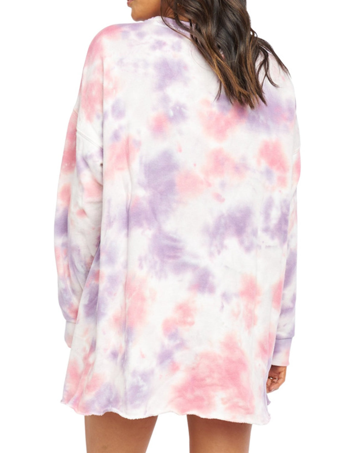 Pocketed Tie-Dye Round Neck Long Sleeve Dress Dress Trendsi   