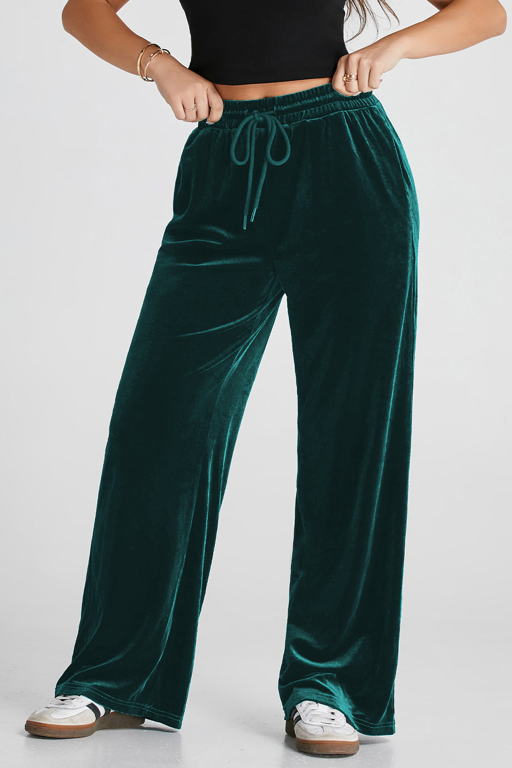 Drawstring Wide Leg Active Pants  Trendsi   