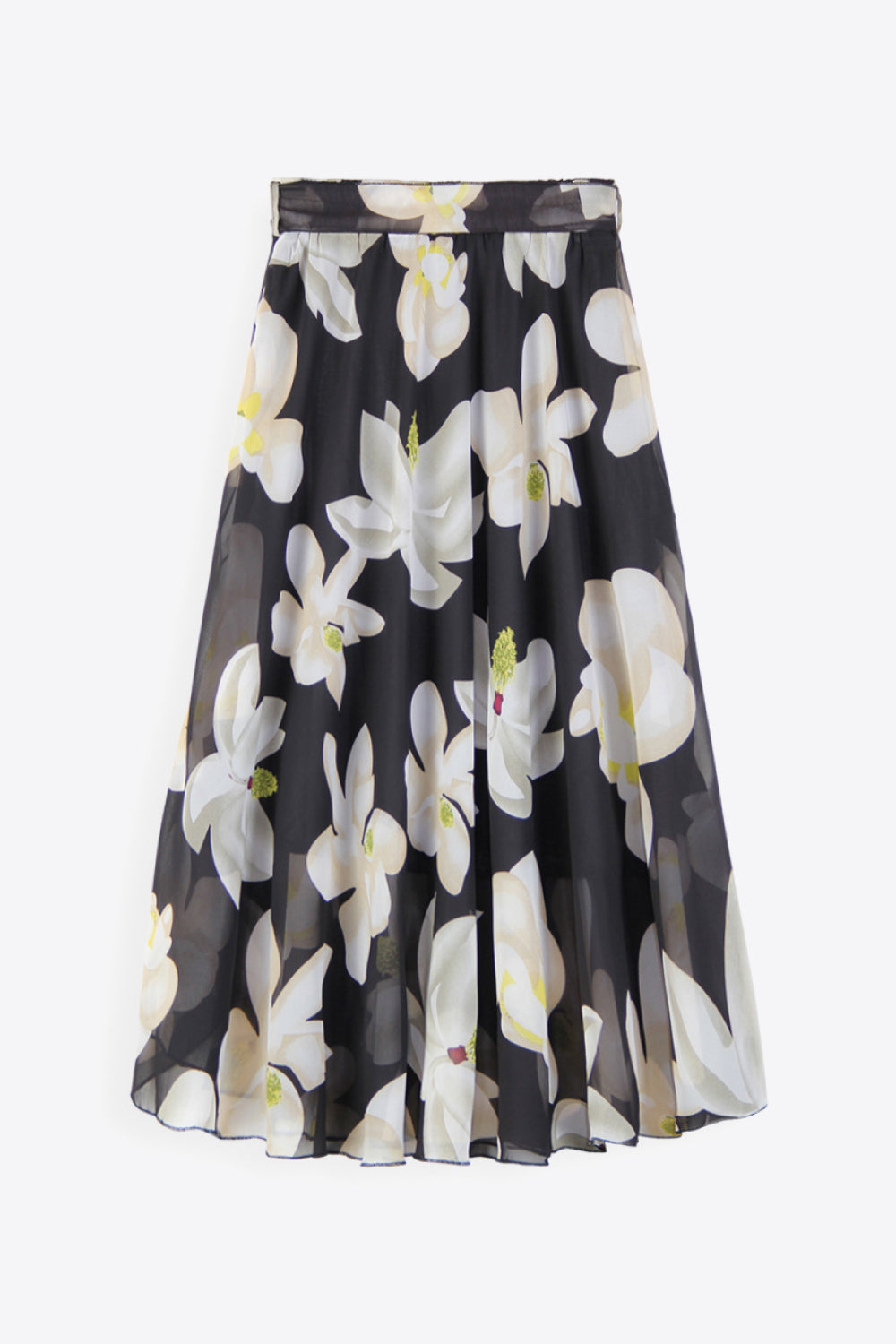 Full Size Floral Tie-Waist Skirt  Trendsi Black S 