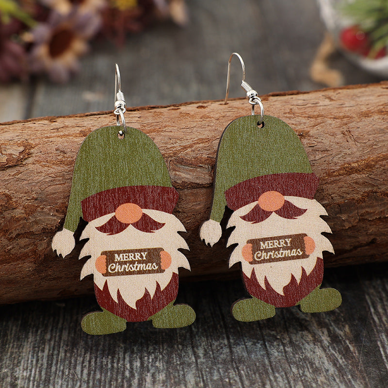 Wooden Gnome Dangle Earrings  Trendsi   