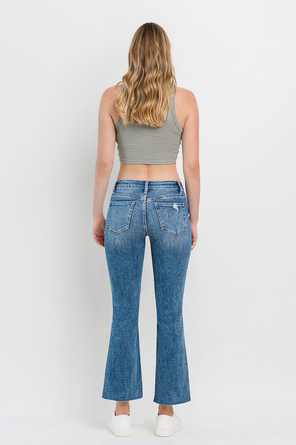 Vervet by Flying Monkey Full Size Mid Rise Distressed Cropped Flare Jeans  Trendsi   