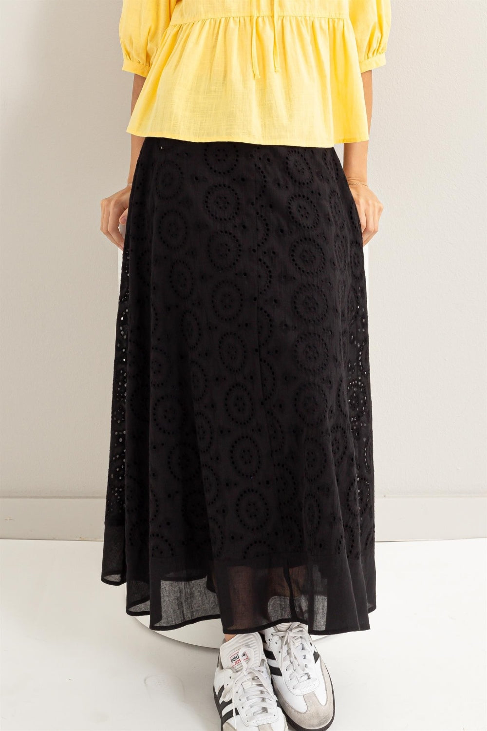 HYFVE Eyelet High-Waist Midi Skirt  Trendsi   