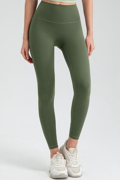 Wide Waistband High Waist Sport Leggings  Trendsi Green S 