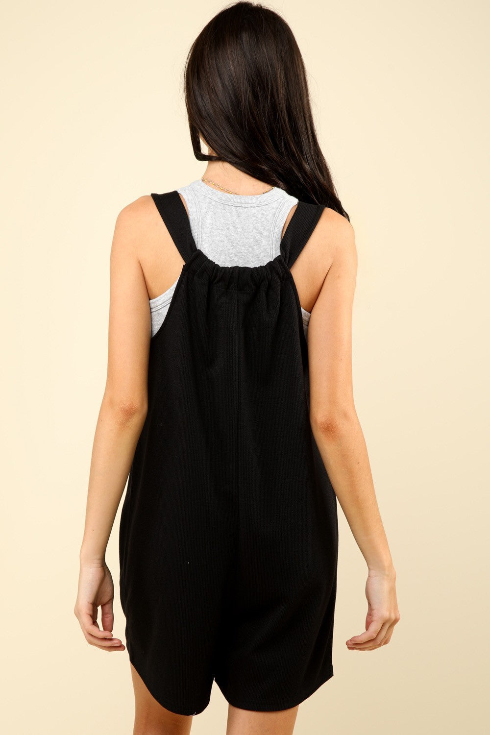 VERY J Tie Shoulder Front Pocket Romper  Trendsi   