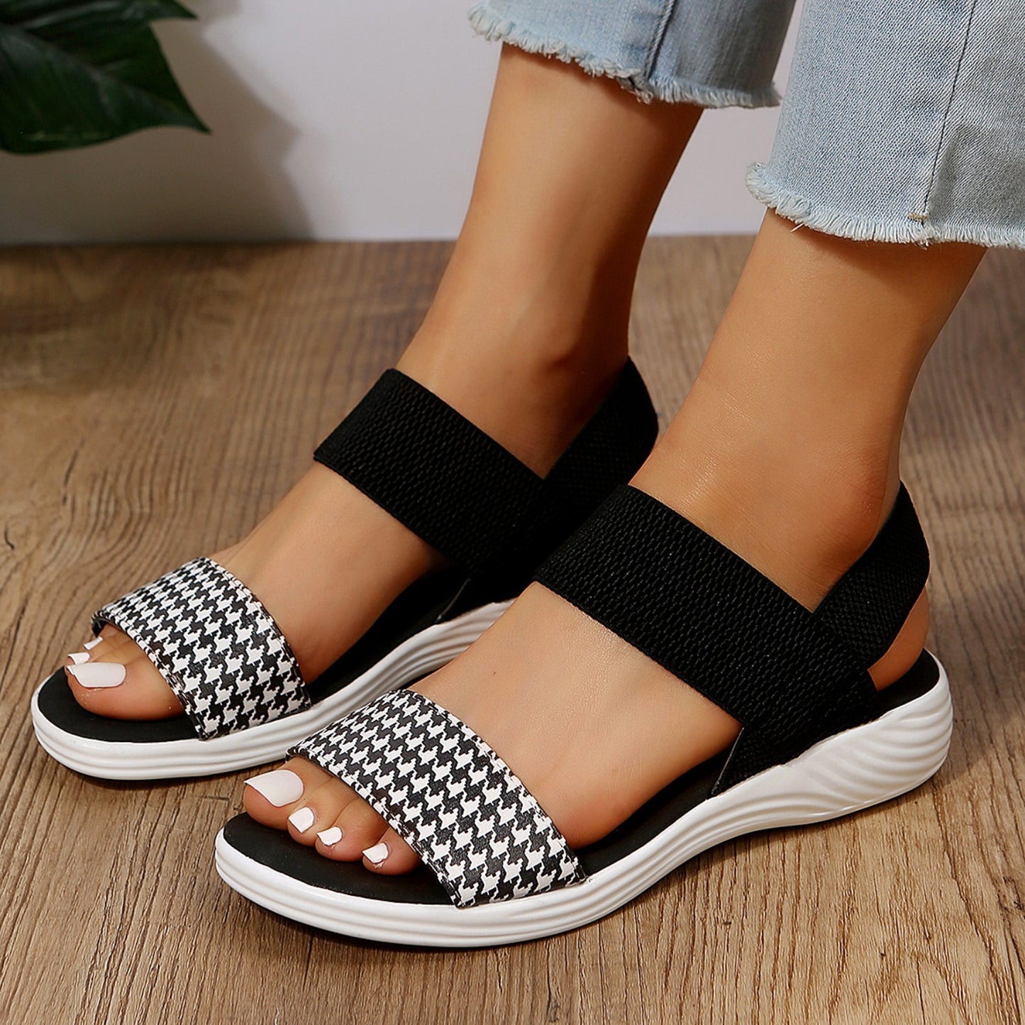 PU Leather Open Toe Low Heel Sandals  Trendsi   