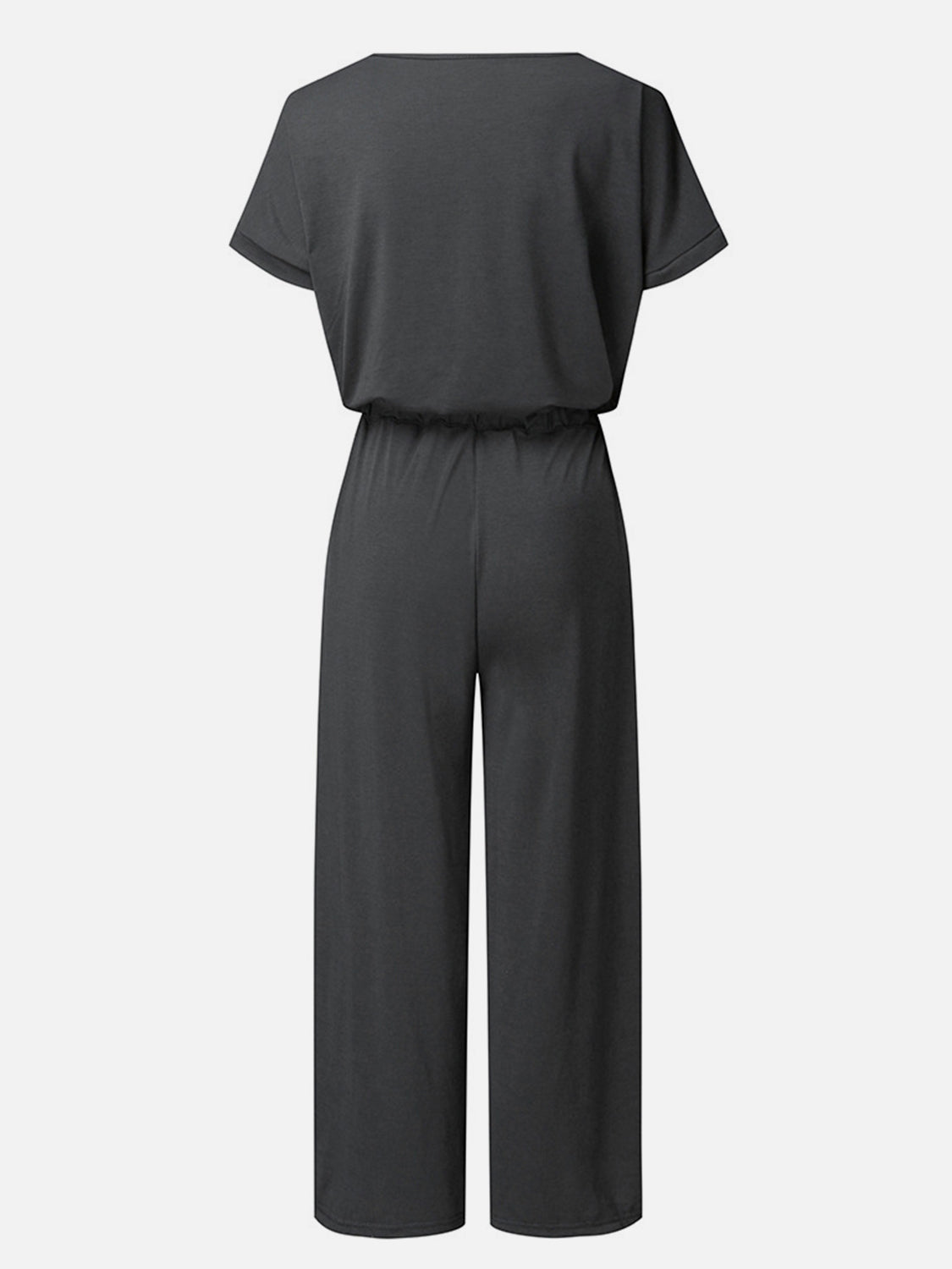 V-Neck Short Sleeve Jumpsuit  Trendsi   