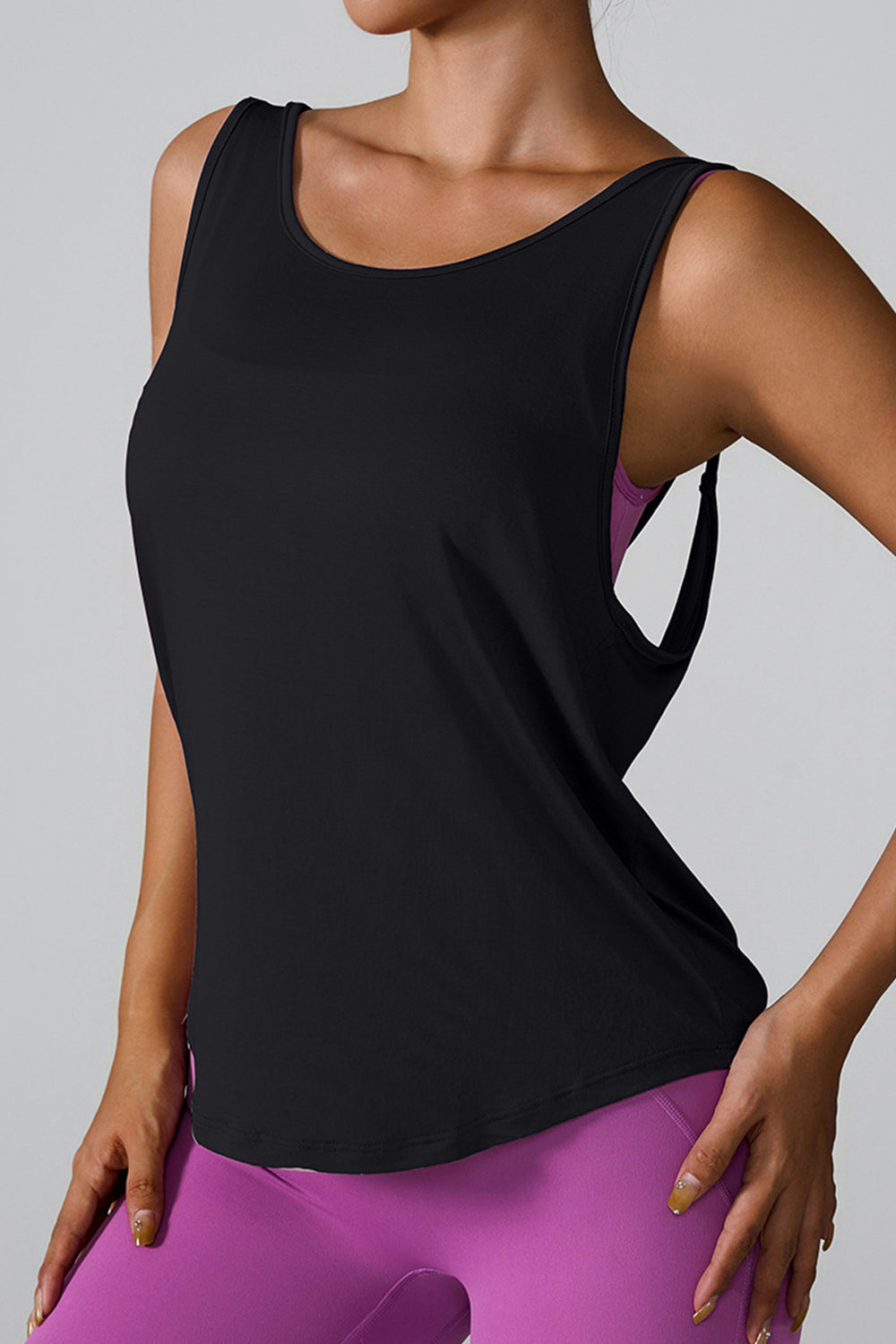 Crisscross Round Neck Active Tank  Trendsi   