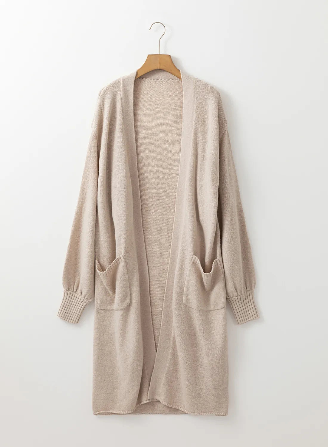 Pocketed Open Front Long Sleeve Cardigan  Trendsi   