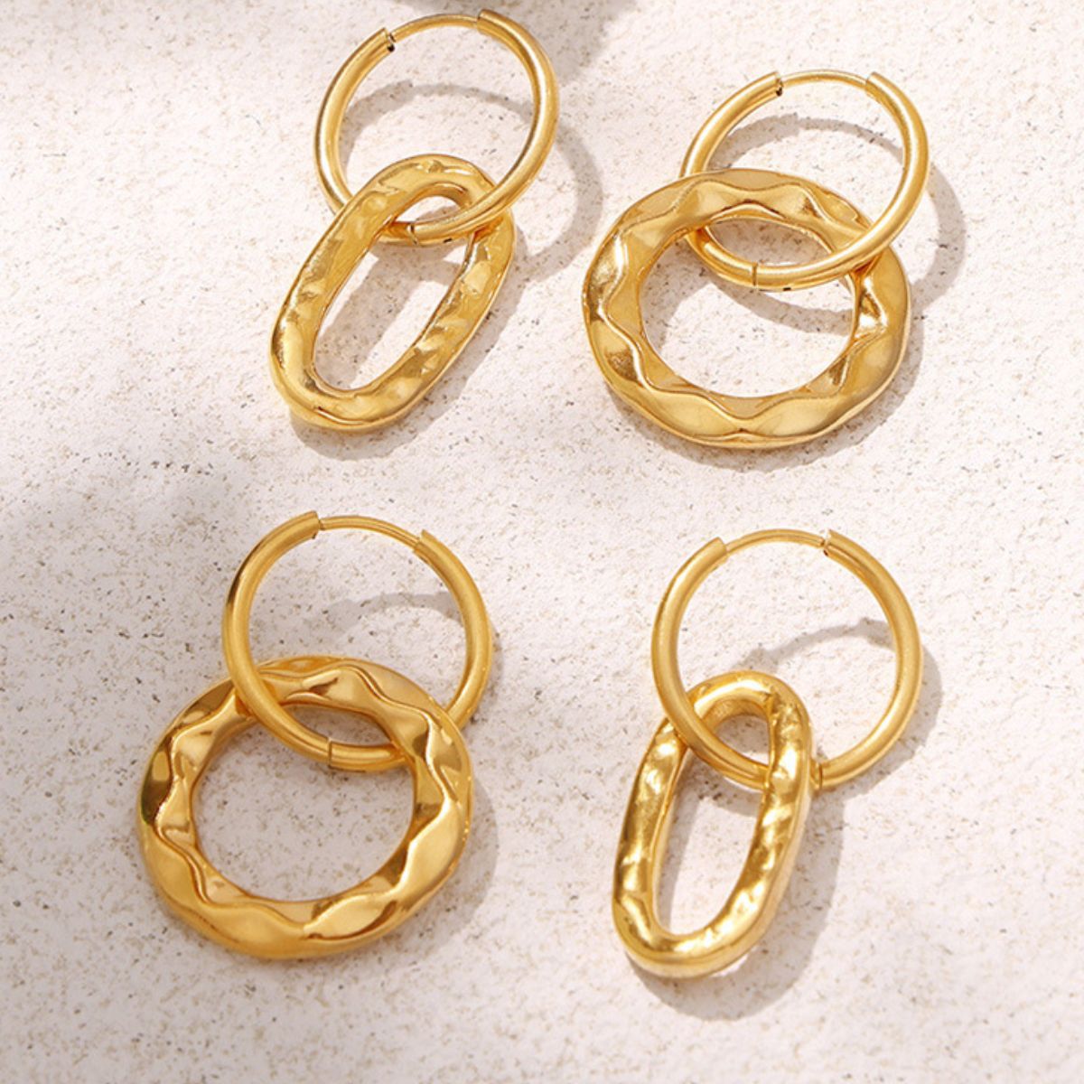 18K Gold-Plated Titanium Steel Annulus Earrings  Trendsi   