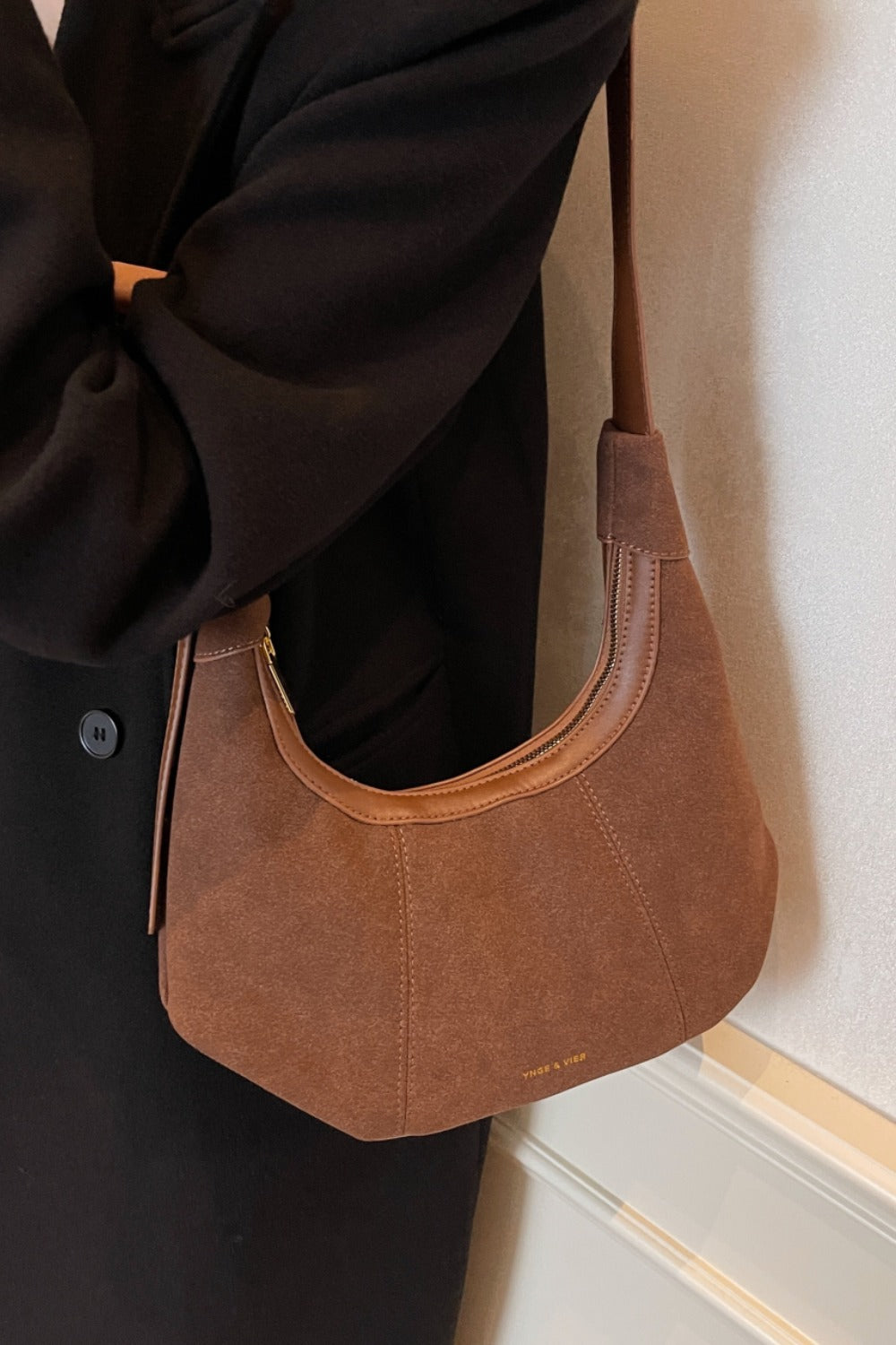 Suede Adjustable Strap Shoulder Bag  Trendsi   