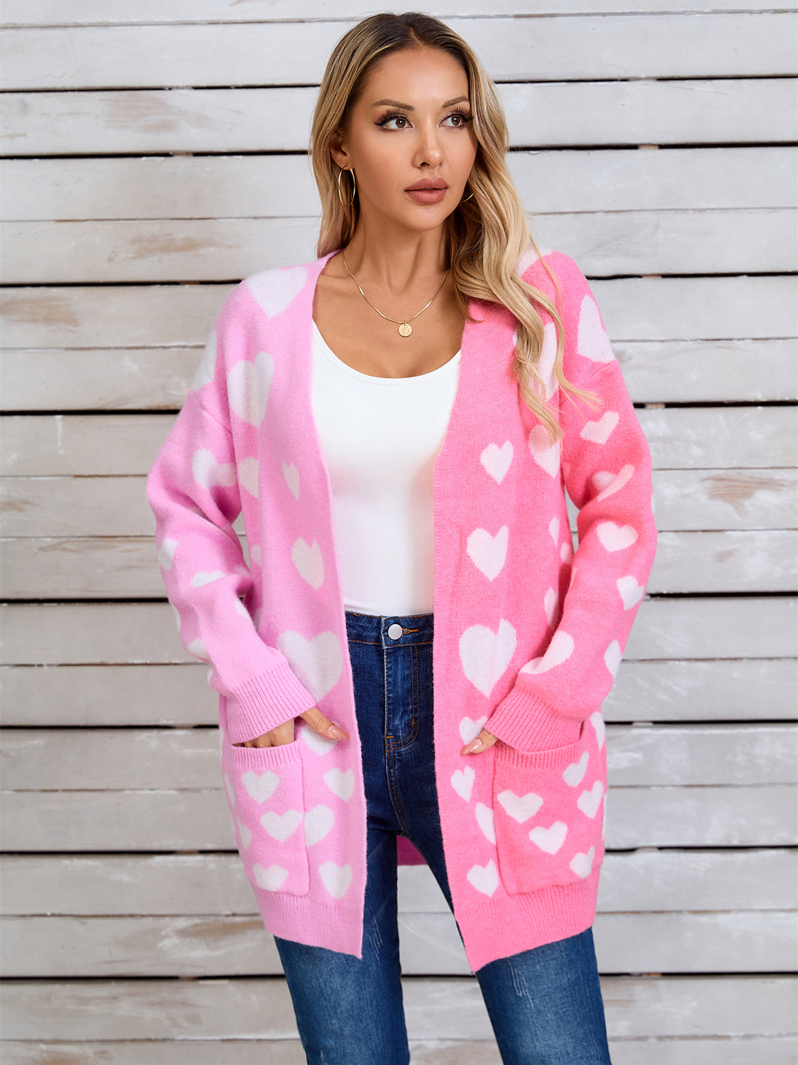 Angel Wings Heart Open Front Long Sleeve Cardigan  Trendsi   