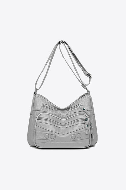 PU Leather Adjustable Strap Shoulder Bag  Trendsi Gray One Size 